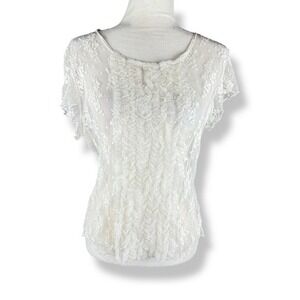 Vintage 90s Lace Top Womens Size Large Romantic Fairy Coquette Sheer Angelcore
